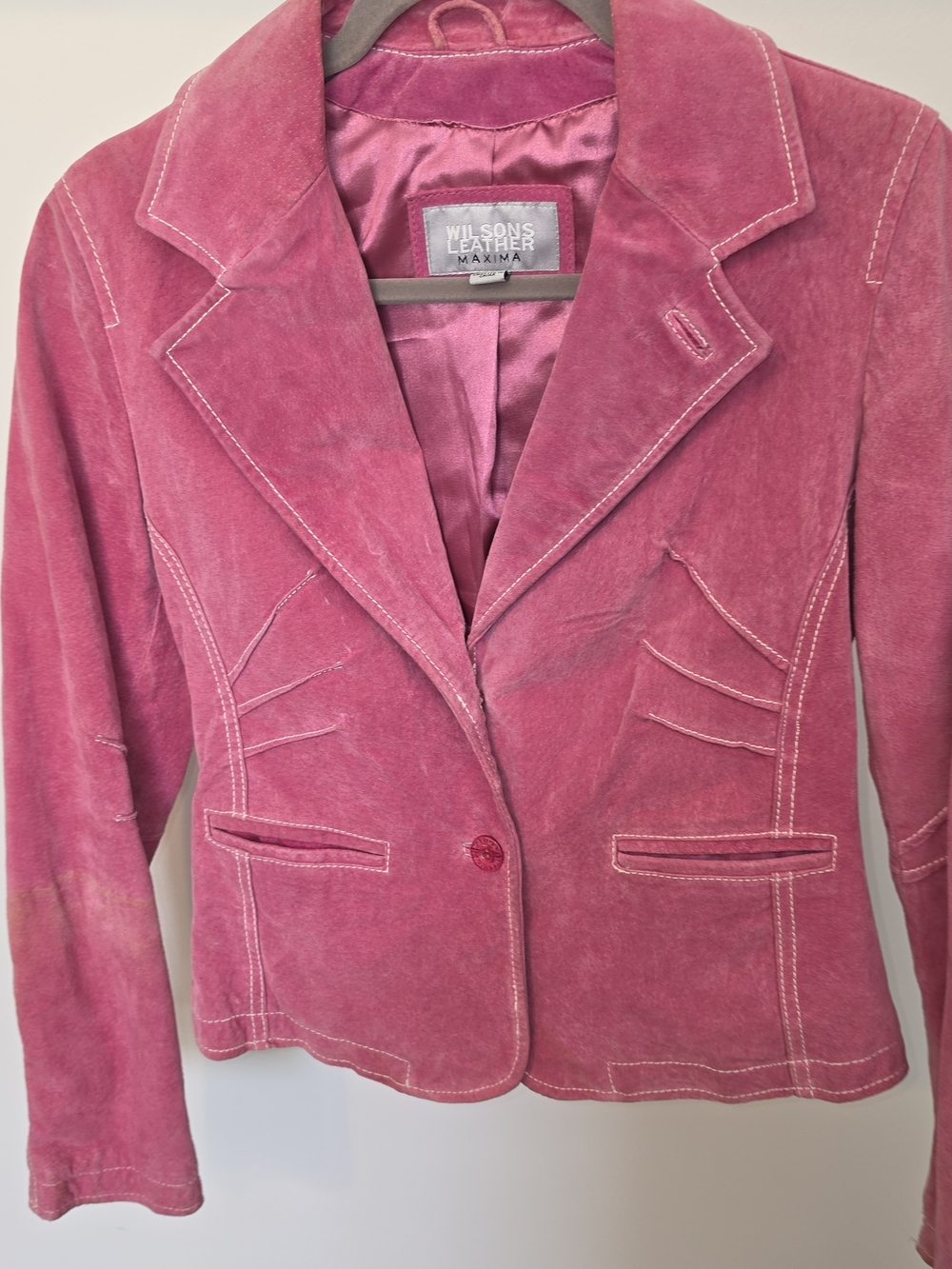 Wilsons Leather Fuchsia Suede Blazer Jacket